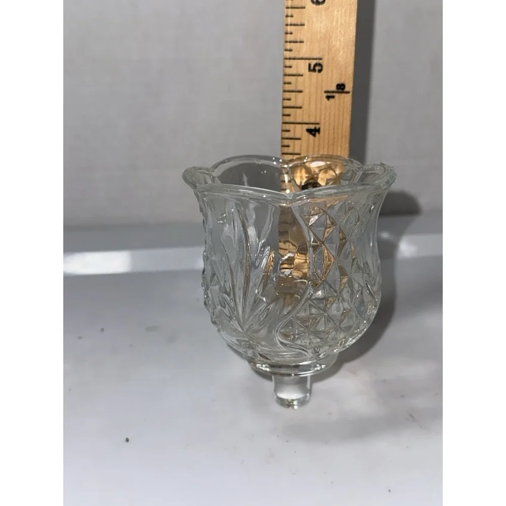 Vintage HOMCO Clear Diamond Pattern Fluted Glass Votive Candle Holder 3.5